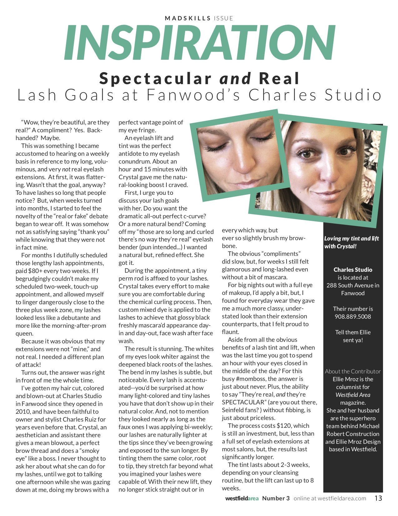 Westfield Magazine MADSKILLS article featuring Ellie Mroz Design of Westfield, NJ.